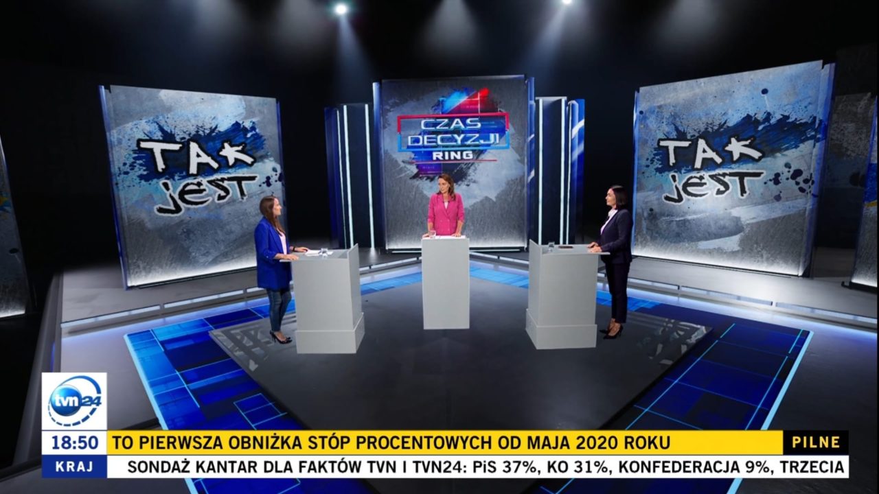„Mój postulat jest taki, że każdy w rządzie zajmuje się tym, do czego został powołany” – Agnieszka Pomaska w programie TVN24 „Czas decyzji: ring”.
