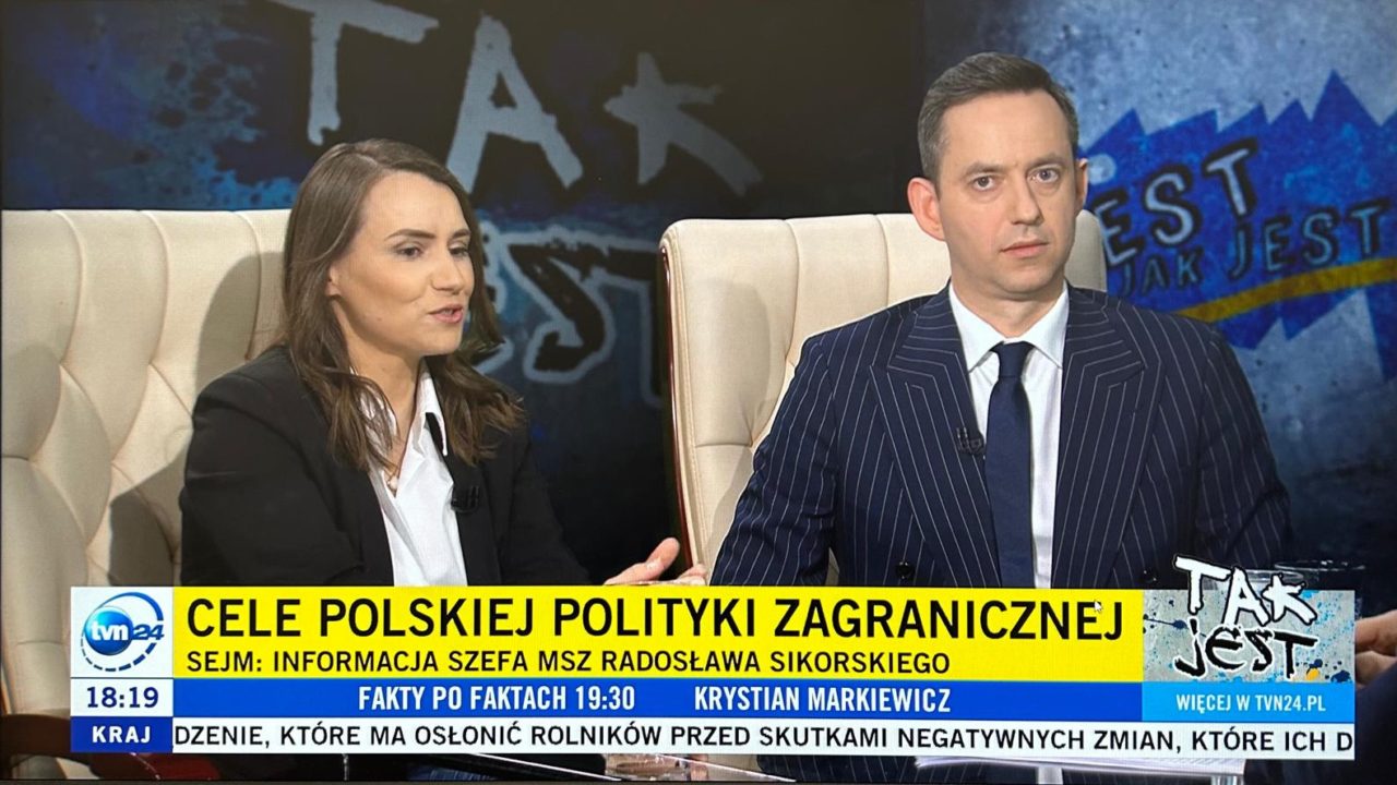 „To powinno być szukanie partnerów i przyjaciół, a nie wrogów”. Agnieszka Pomaska o polityce zagranicznej w programie „Tak Jest” w TVN24.
