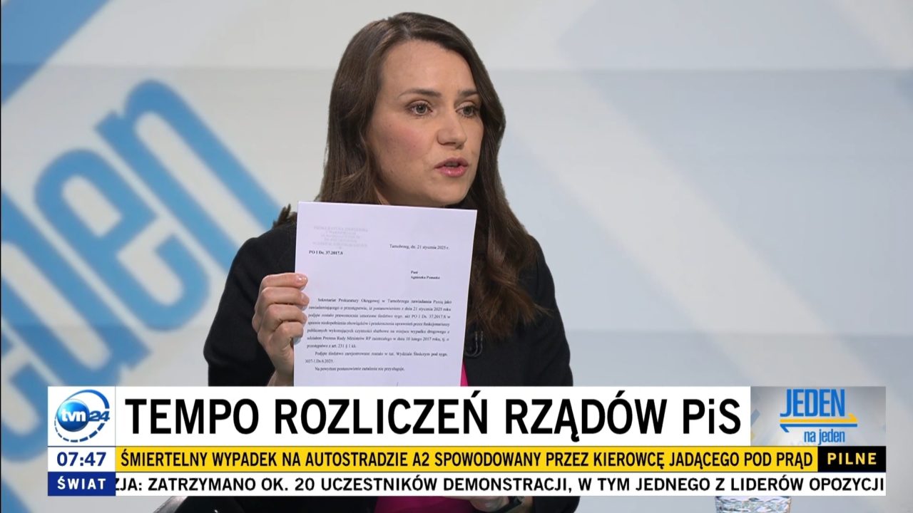 Pomaska: śledztwo w sprawie wypadku Szydło zostało podjęte na nowo